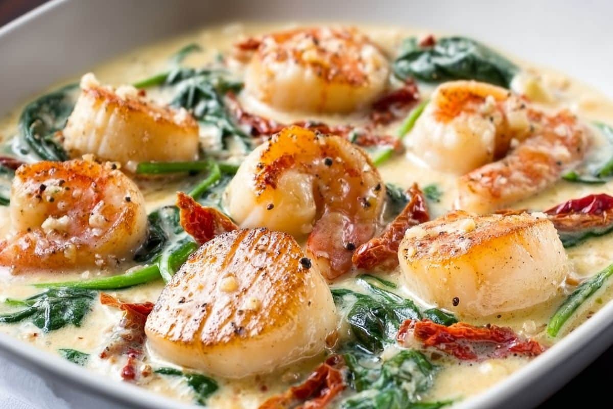 Creamy Tuscan Shrimp and Scallops