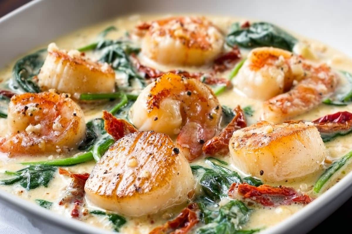 Creamy Tuscan Shrimp and Scallops