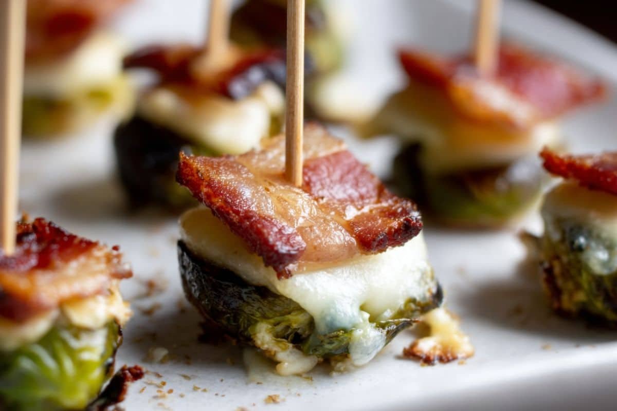 Crispy Brussels Sprouts with Bacon and Cheese