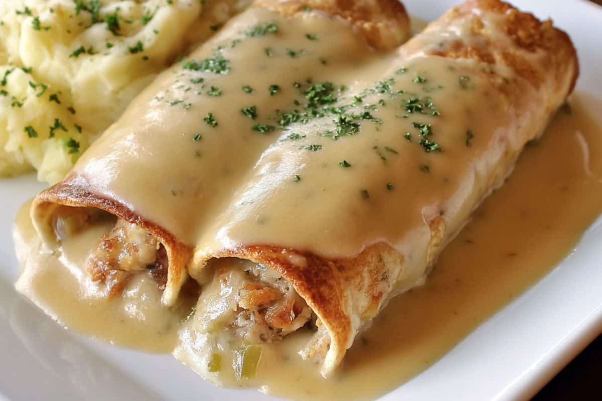 Easy Turkey & Stuffing Roll Ups with Creamy Gravy