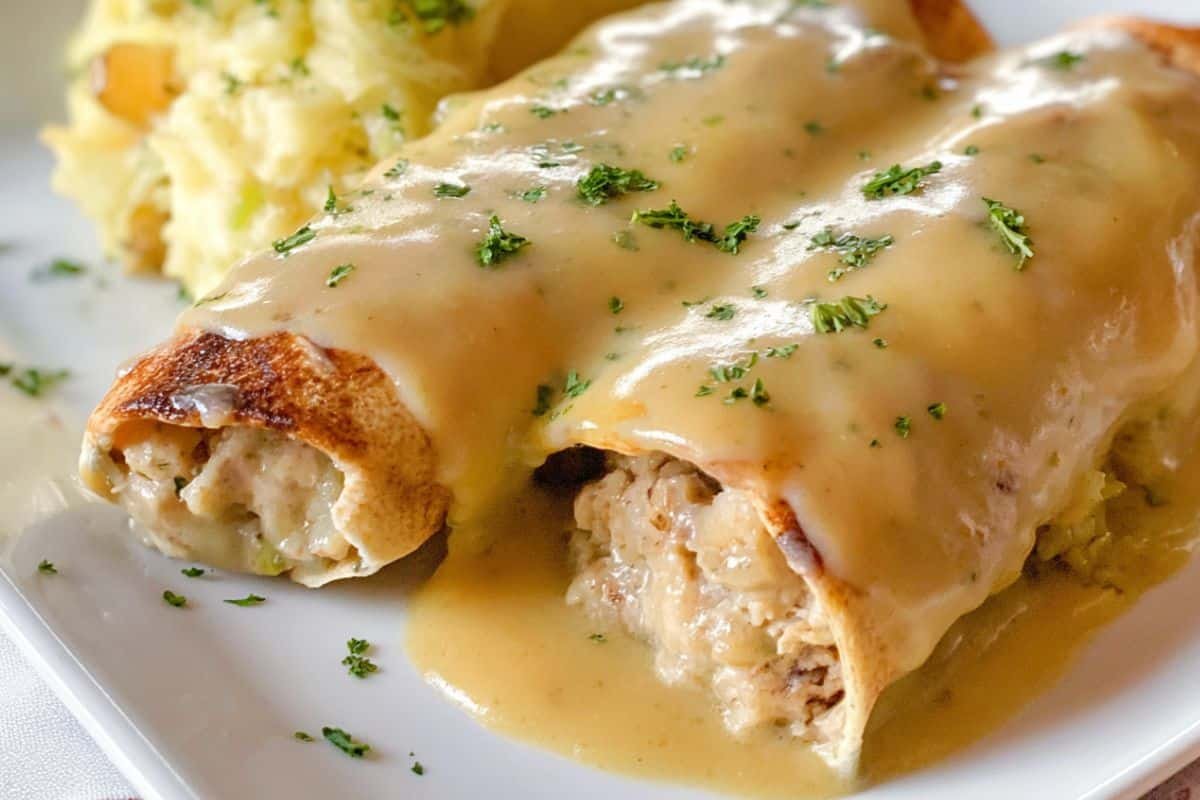 Easy Turkey & Stuffing Roll Ups with Creamy Gravy
