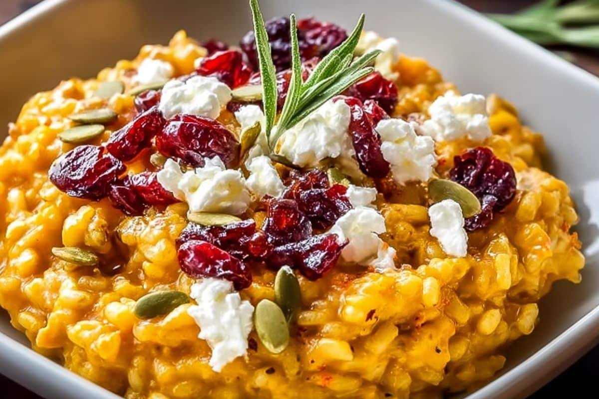 Baked Pumpkin Goat Cheese Risotto