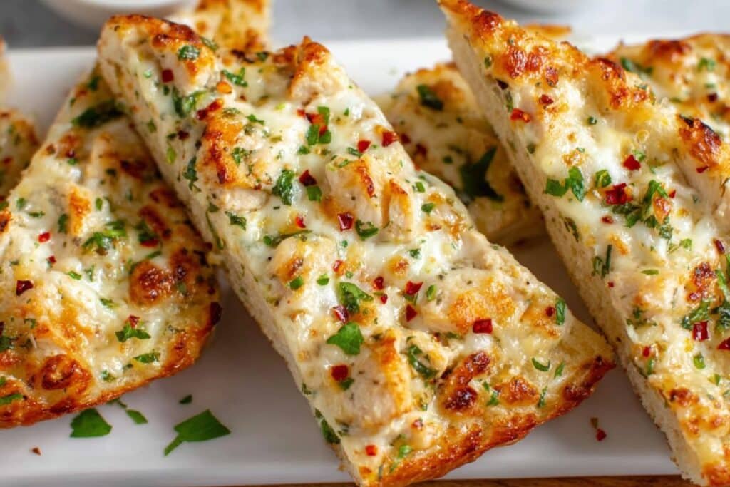 Chicken Alfredo Garlic Bread 3 Chicken Alfredo Garlic Bread