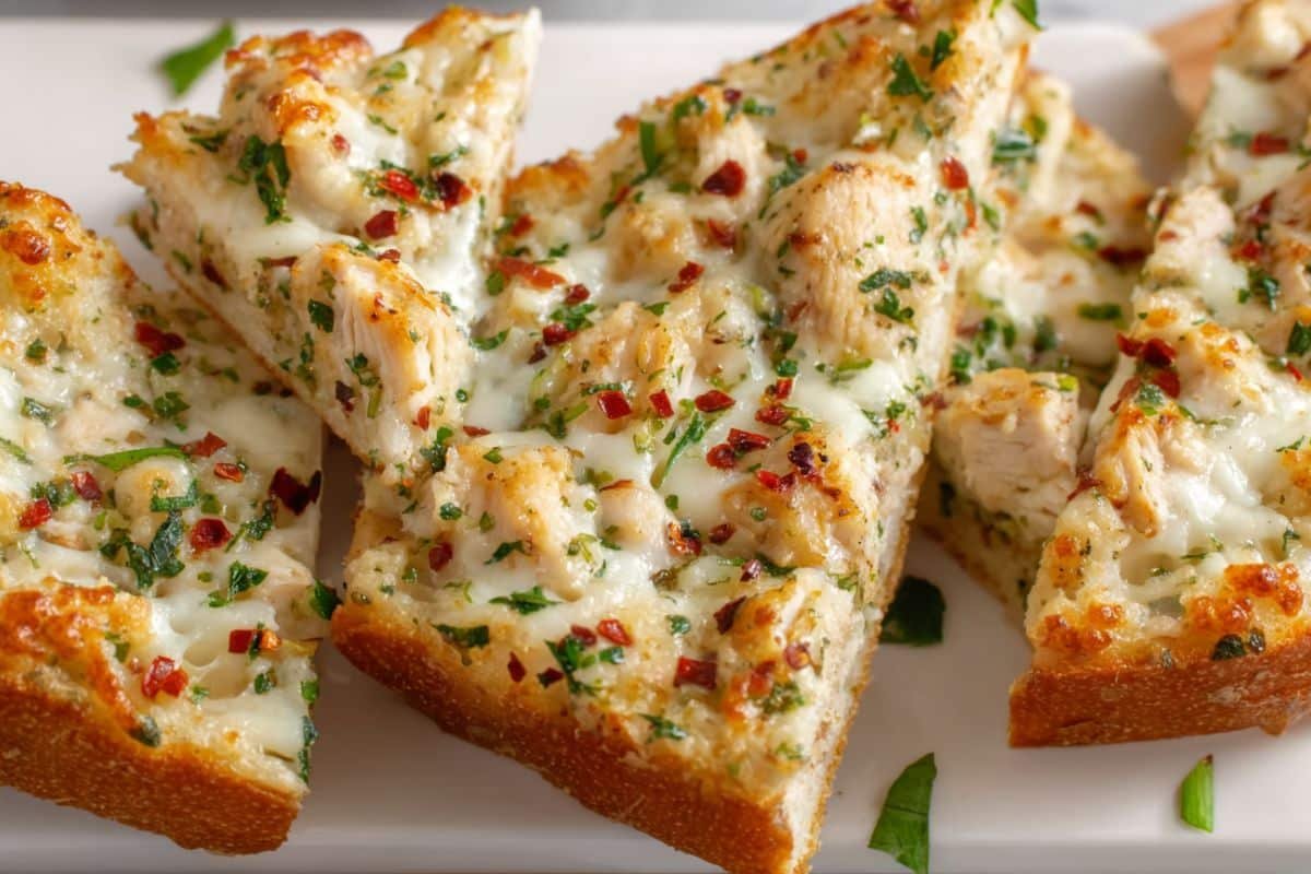Chicken Alfredo Garlic Bread