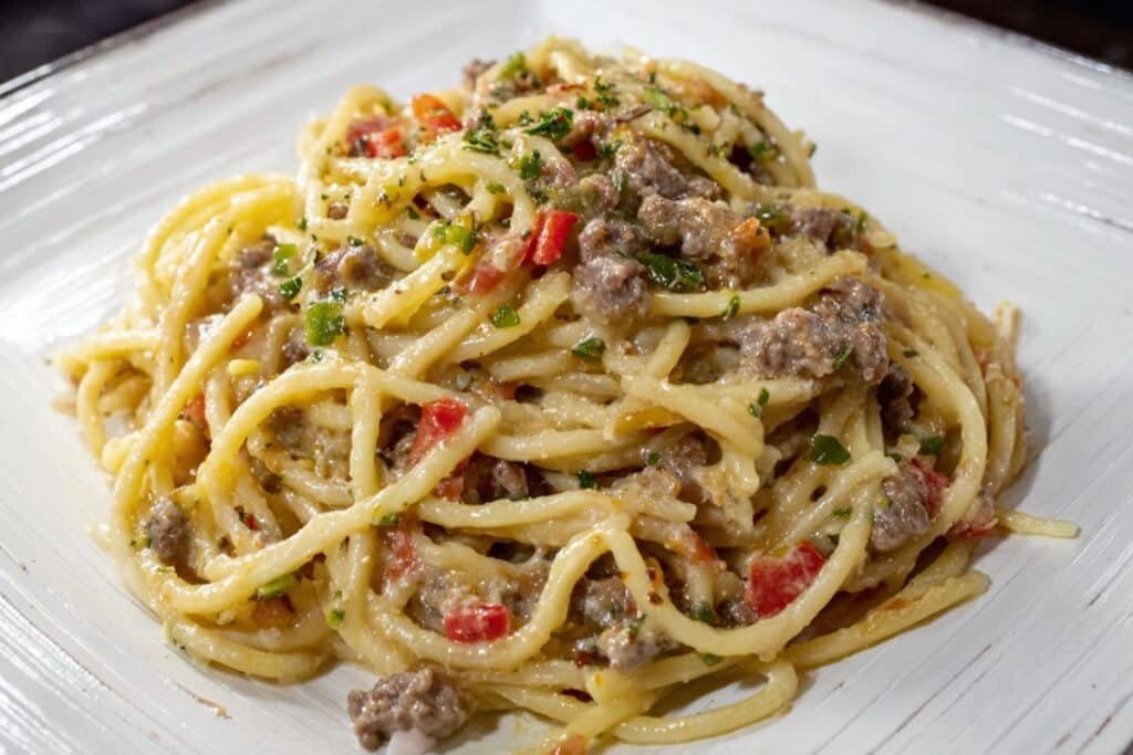 Creamy Italian Spaghetti & Ground Beef 3 Creamy Italian Spaghetti Ground Beef