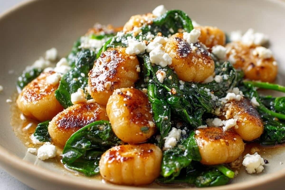 Crispy Gnocchi With Spinach And Feta