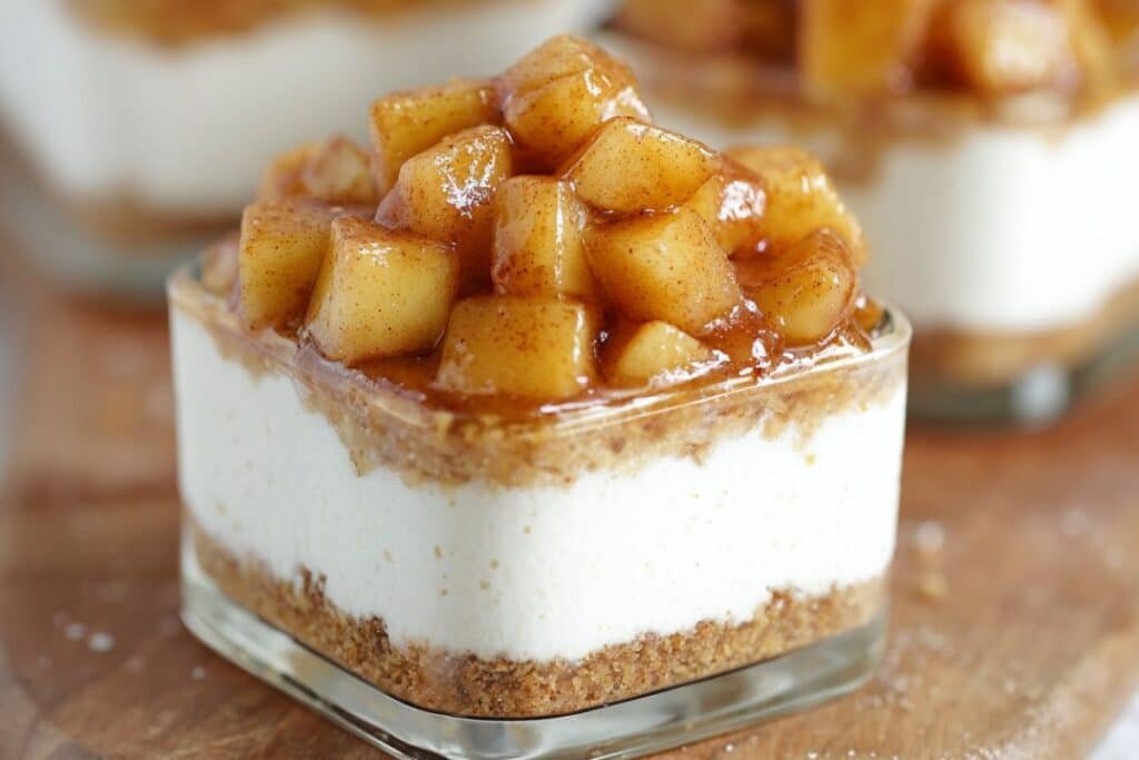 No‑Bake Apple Cinnamon Cheesecakes 3 No-Bake Apple Cinnamon Cheesecakes