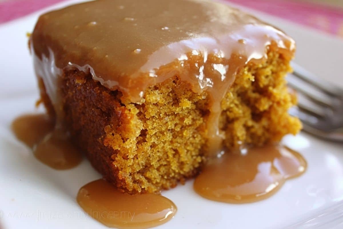 Pumpkin Cake with Caramel Cider Sauce
