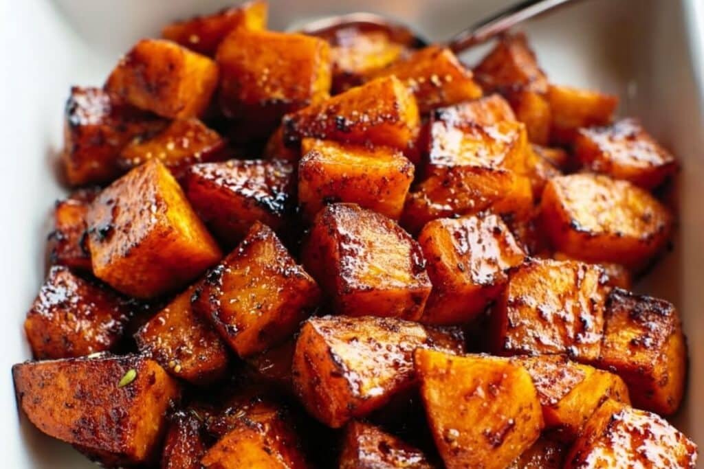 Roasted Honey Cinnamon Butter Sweet Potatoes