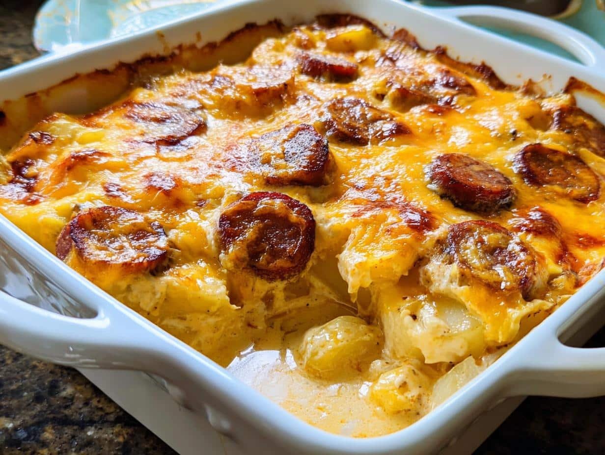 Cheesy Potatoes with Smoked Sausage Recipe