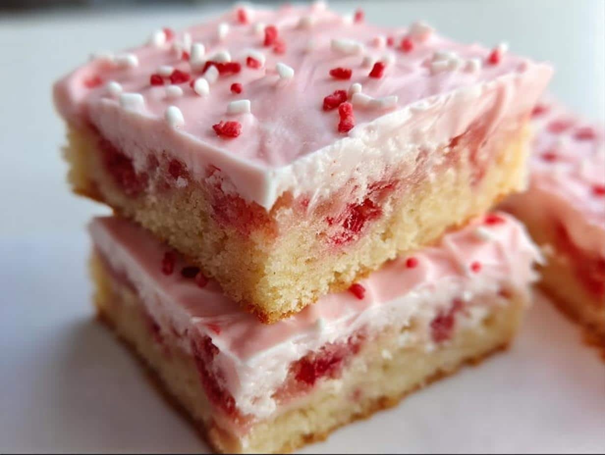 Maraschino Cherry Sugar Cookie Bars with Cream Cheese Frosting