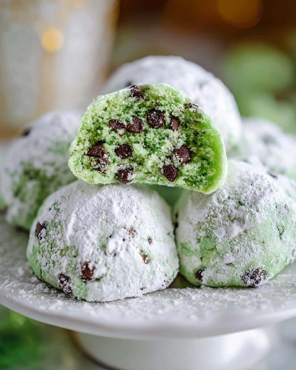 Mint Chocolate Chip Snowball Cookies - detail 1