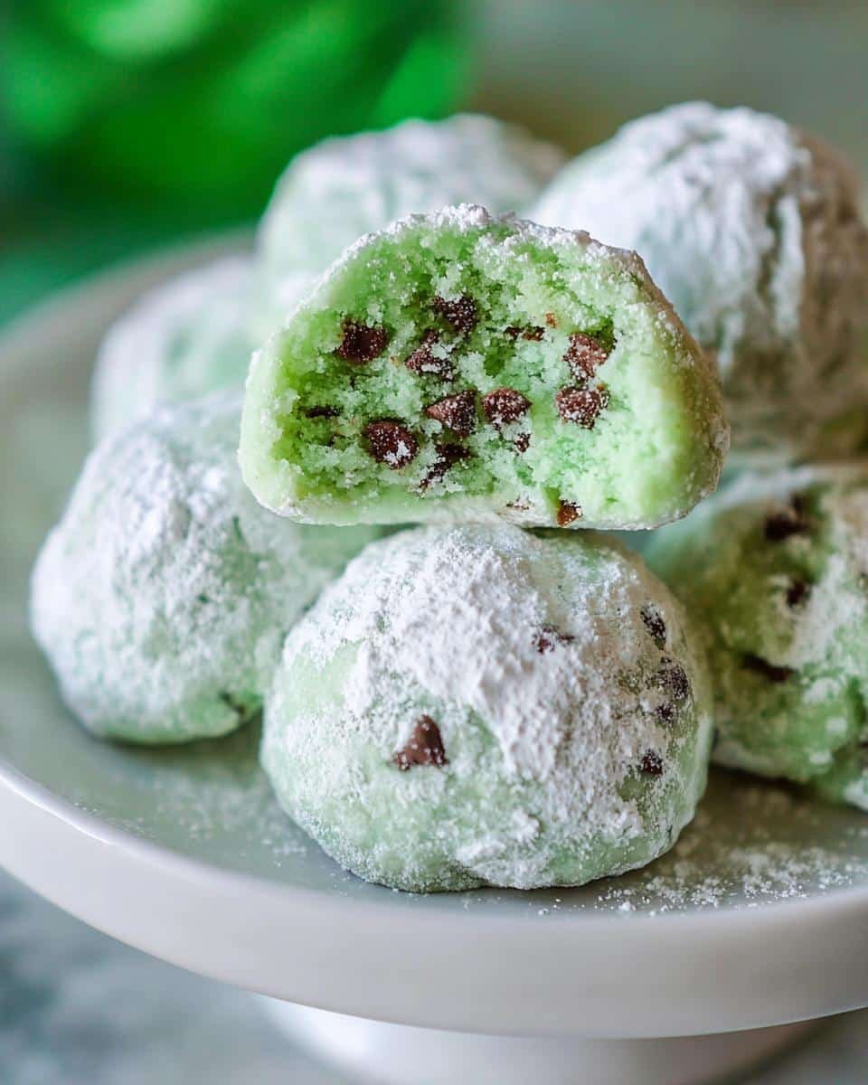 Mint Chocolate Chip Snowball Cookies - detail 2
