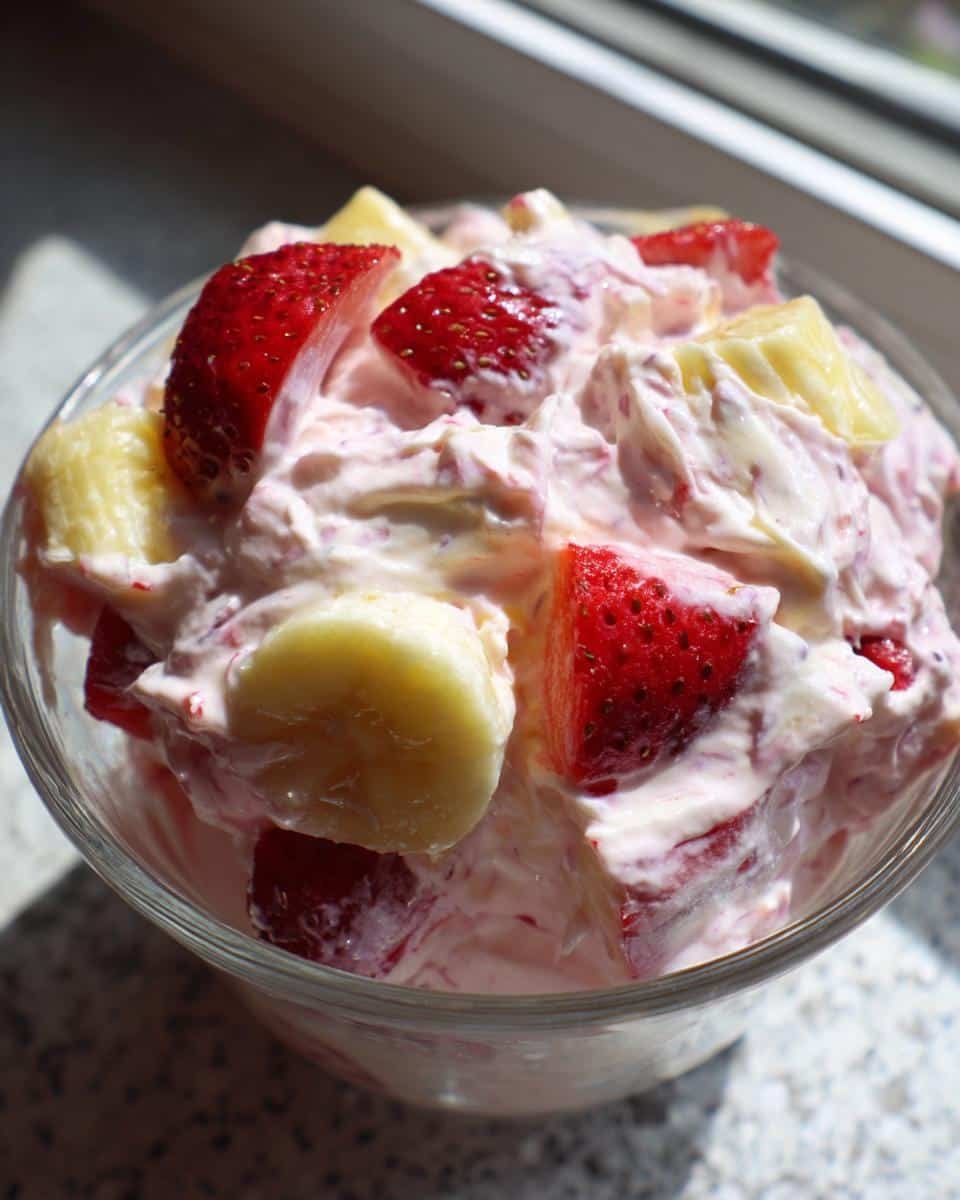 Irresistible Strawberry Banana Cheesecake Salad 5 Strawberry Banana Cheesecake Salad - detail 2