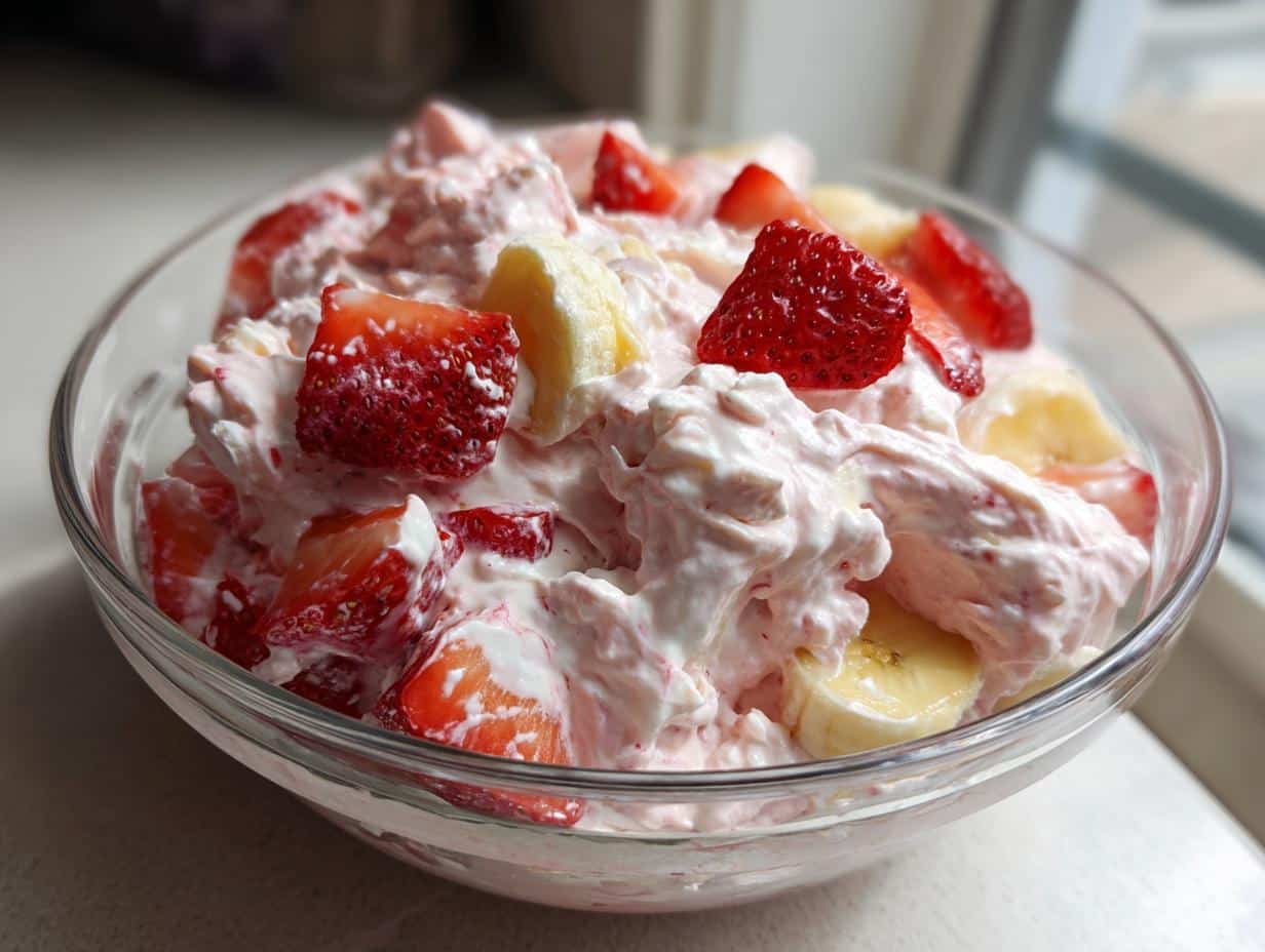 Irresistible Strawberry Banana Cheesecake Salad